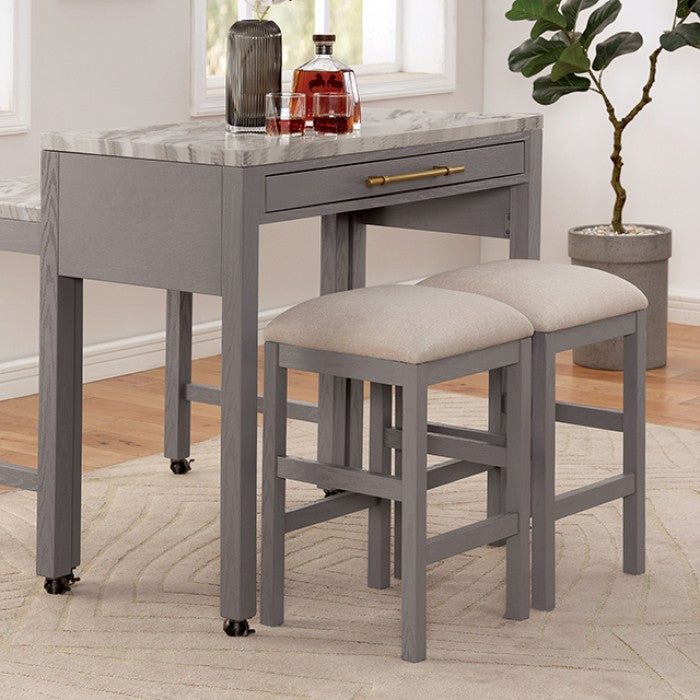 Whitehall White/Light Gray/Beige 3-Piece Counter Height Set