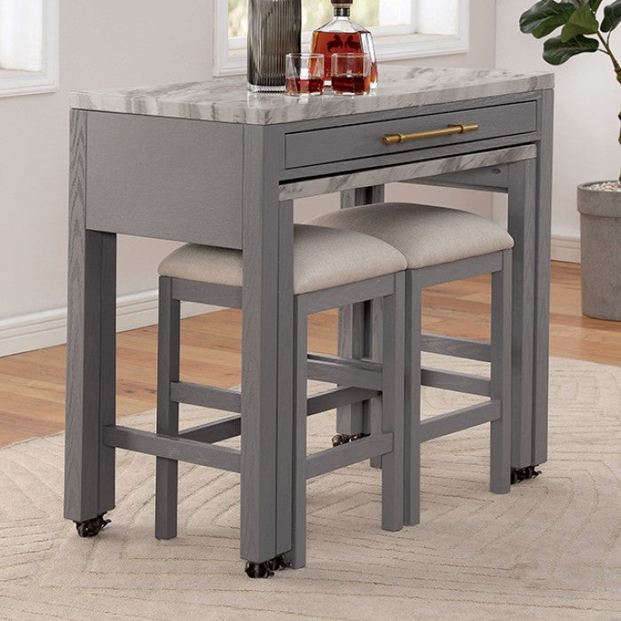 Whitehall White/Light Gray/Beige 3-Piece Counter Height Set