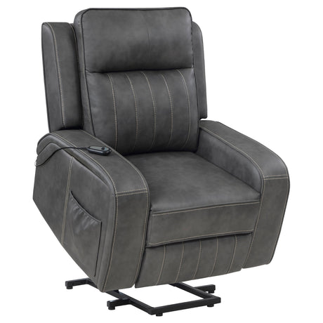 Foley Grey Upholstered Power Lift Recliner Chair by Coaster at Eve Furniture