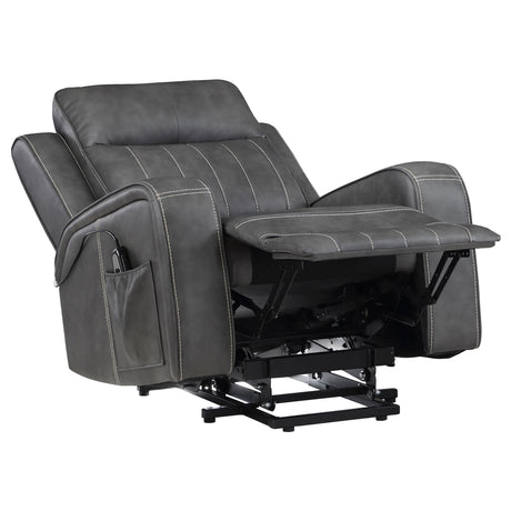 Foley Grey Upholstered Power Lift Recliner Chair by Coaster at Eve Furniture
