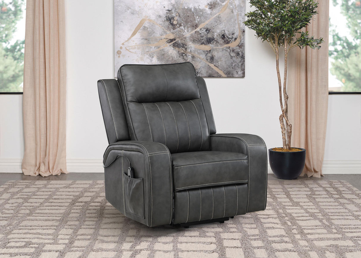 Foley Grey Upholstered Power Lift Recliner Chair by Coaster at Eve Furniture