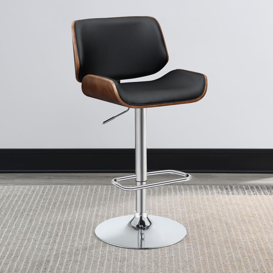 Folsom Black/Chrome Upholstered Adjustable Bar Stool by Coaster at Eve Furniture