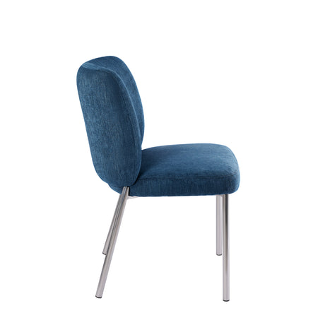 Fomo Chenille-upholstered Stainless Steel Base Dining Chair in Azure (Set of 2) by Modus Furniture at Eve Furniture