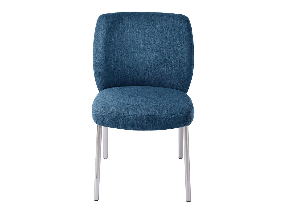 Fomo Chenille-upholstered Stainless Steel Base Dining Chair in Azure (Set of 2) by Modus Furniture at Eve Furniture