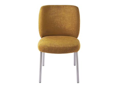 Fomo Chenille-upholstered Stainless Steel Base Dining Chair in Pineapple (Set of 2) by Modus Furniture at Eve Furniture