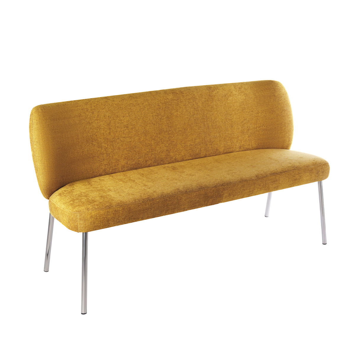 Fomo Chenille-upholstered Stainless Steel Base Settee in Pineapple by Modus Furniture at Eve Furniture