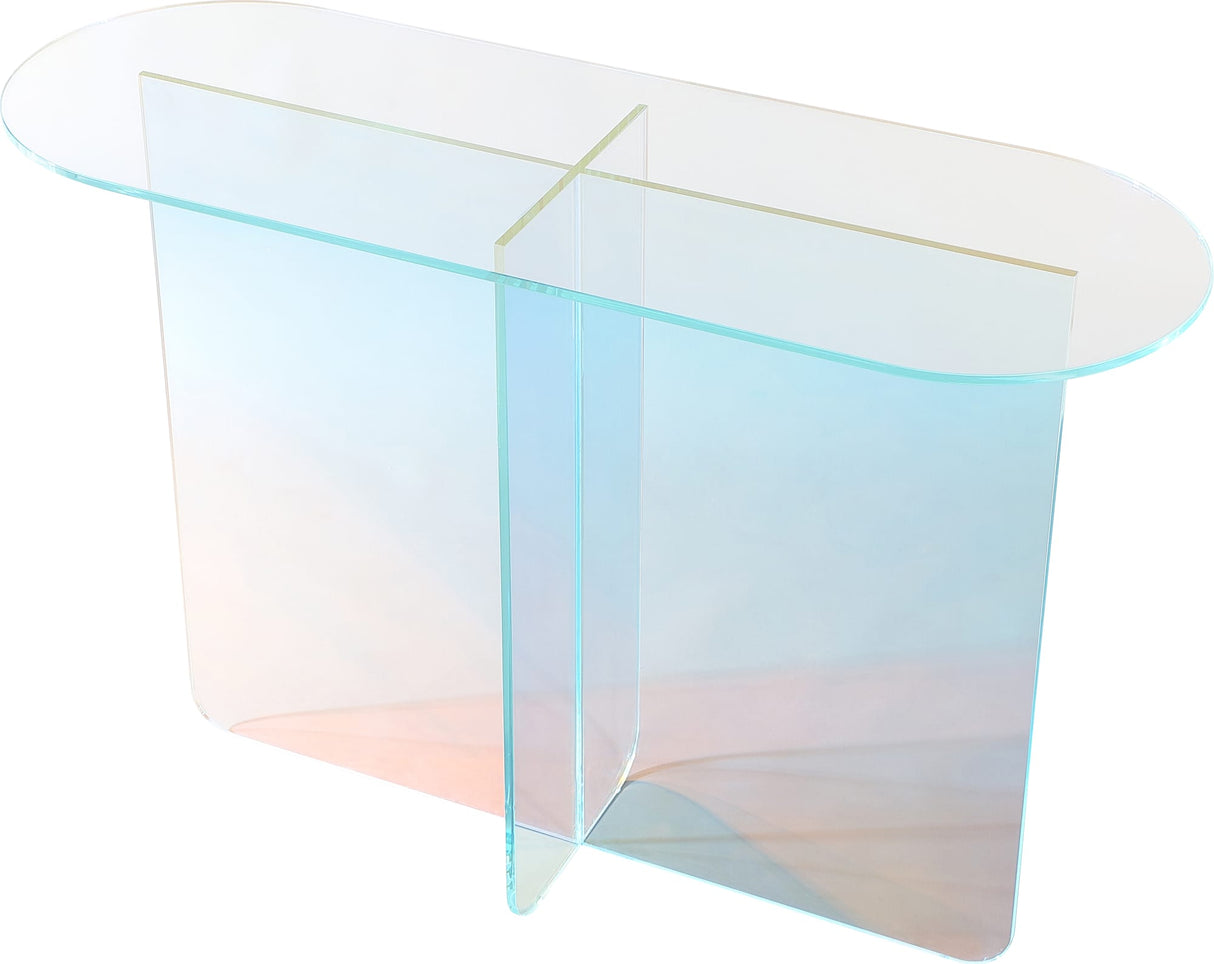 Fomo Iridescent Glass Console Table by Modus Furniture at Eve Furniture