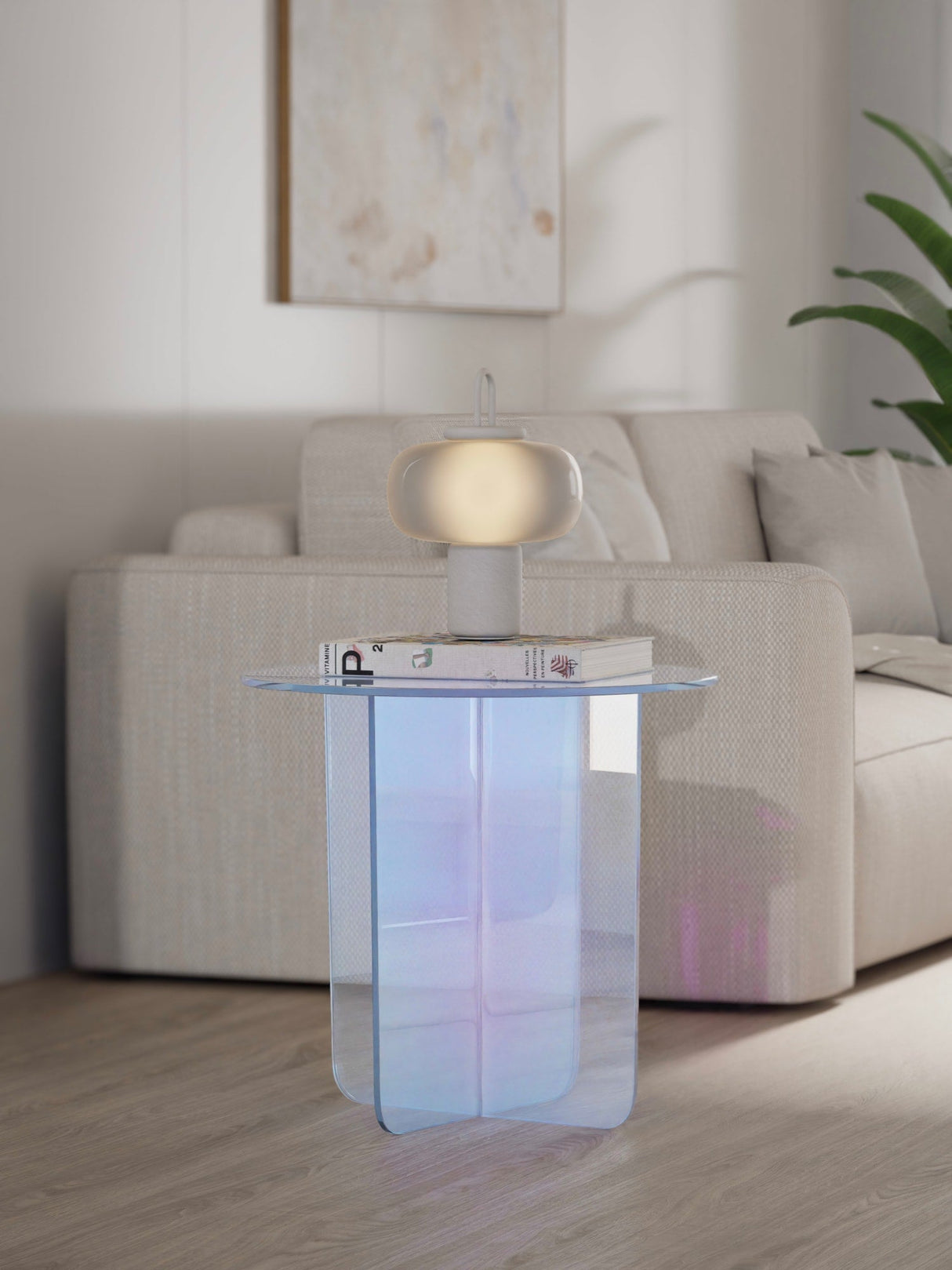 Fomo Iridescent Glass Large End Table by Modus Furniture at Eve Furniture