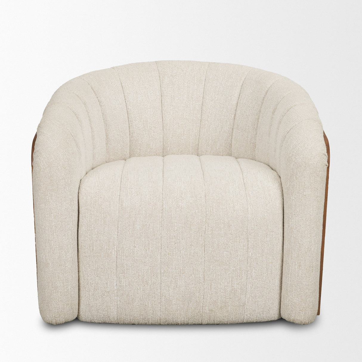 Fonda Cream Fabric w/ Natural Jute Swivel Accent Chair by Mercana at Eve Furniture