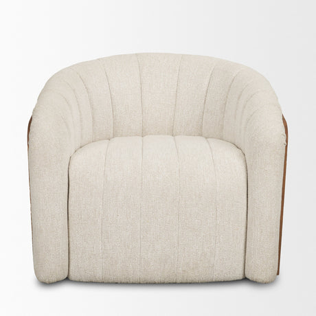 Fonda Cream Fabric w/ Natural Jute Swivel Accent Chair by Mercana at Eve Furniture