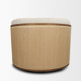 Fonda Cream Fabric w/ Natural Jute Swivel Accent Chair by Mercana at Eve Furniture