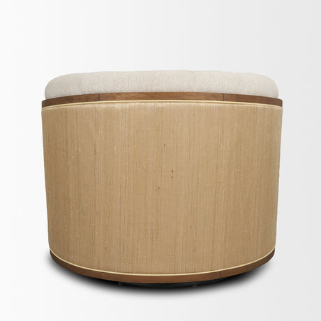 Fonda Cream Fabric w/ Natural Jute Swivel Accent Chair by Mercana at Eve Furniture