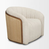 Fonda Cream Fabric w/ Natural Jute Swivel Accent Chair by Mercana at Eve Furniture