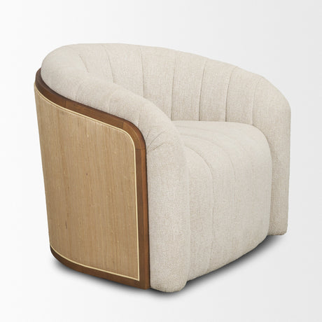 Fonda Cream Fabric w/ Natural Jute Swivel Accent Chair by Mercana at Eve Furniture