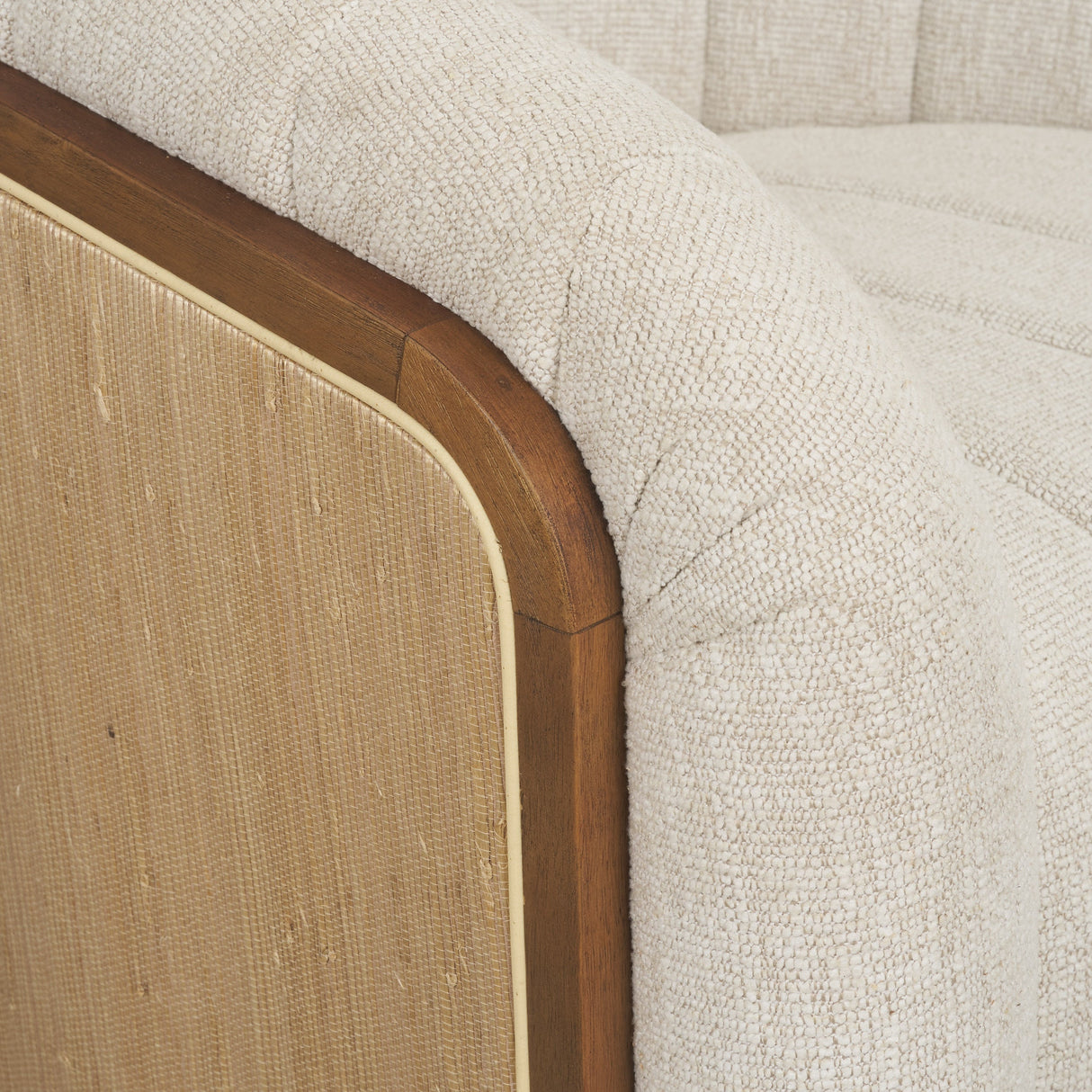 Fonda Cream Fabric w/ Natural Jute Swivel Accent Chair by Mercana at Eve Furniture