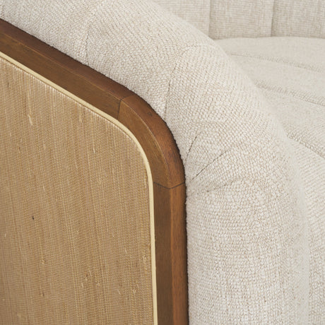 Fonda Cream Fabric w/ Natural Jute Swivel Accent Chair by Mercana at Eve Furniture