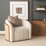 Fonda Cream Fabric w/ Natural Jute Swivel Accent Chair by Mercana at Eve Furniture