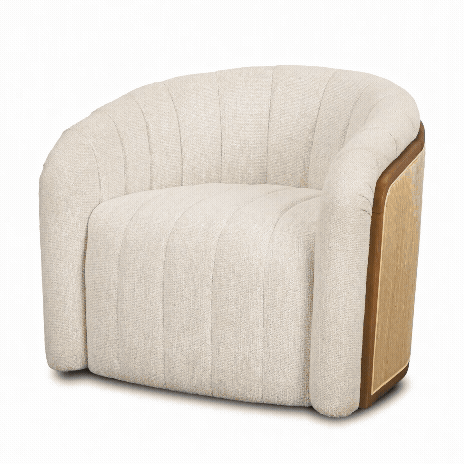 Fonda Cream Fabric w/ Natural Jute Swivel Accent Chair by Mercana at Eve Furniture