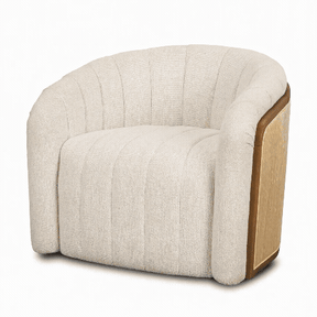Fonda Cream Fabric w/ Natural Jute Swivel Accent Chair by Mercana at Eve Furniture