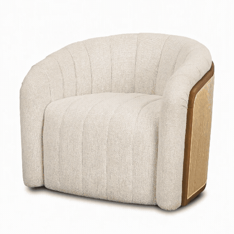 Fonda Cream Fabric w/ Natural Jute Swivel Accent Chair by Mercana at Eve Furniture