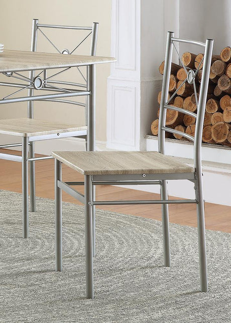 Fontana Brushed Silver 5-Piece Rectangular Dining Set by Coaster at Eve Furniture