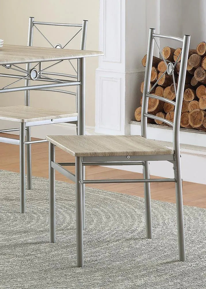 Fontana Brushed Silver 5-Piece Rectangular Dining Set by Coaster at Eve Furniture