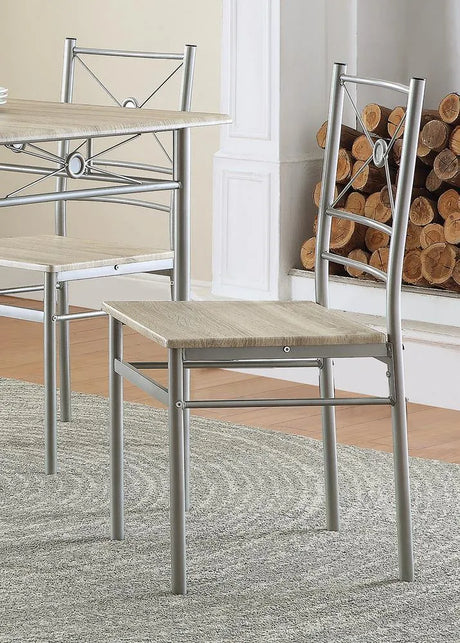 Fontana Brushed Silver 5-Piece Rectangular Dining Set by Coaster at Eve Furniture