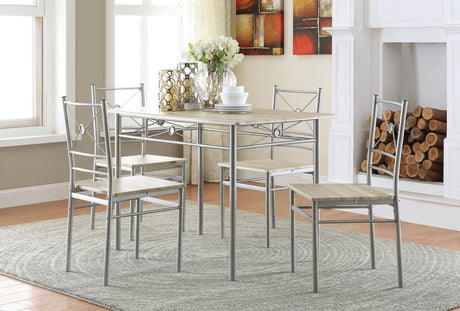 Fontana Brushed Silver 5-Piece Rectangular Dining Set by Coaster at Eve Furniture