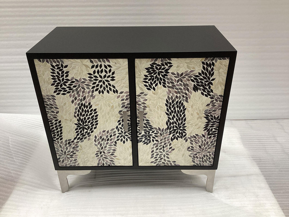Forbes Black 2-door Bone Inlay Mosaic Accent Storage Cabinet by Coaster at Eve Furniture