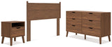 Fordmont Full Panel Headboard with Dresser and Nightstand in Auburn by Ashley at Eve Furniture