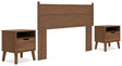 Fordmont Queen Panel Headboard with 2 Nightstands in Auburn by Ashley at Eve Furniture