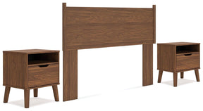 Fordmont Queen Panel Headboard with 2 Nightstands in Auburn by Ashley at Eve Furniture