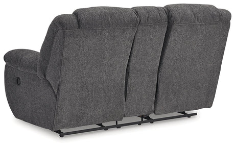 Foreside Charcoal Performance Fabric Manual Loveseat with Console by Ashley at Eve Furniture