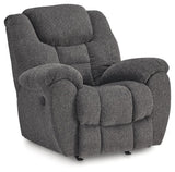 Foreside Charcoal Performance Fabric Manual Rocker Recliner by Ashley at Eve Furniture