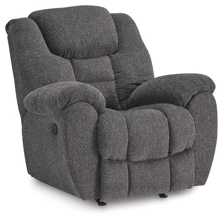 Foreside Charcoal Performance Fabric Manual Rocker Recliner by Ashley at Eve Furniture