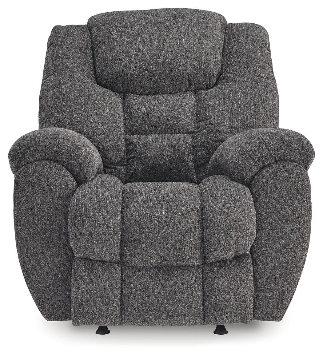 Foreside Charcoal Performance Fabric Manual Rocker Recliner by Ashley at Eve Furniture