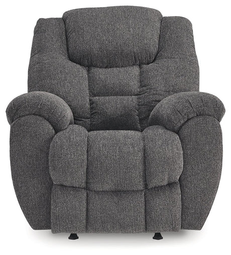 Foreside Charcoal Performance Fabric Manual Rocker Recliner by Ashley at Eve Furniture