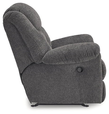 Foreside Charcoal Performance Fabric Manual Rocker Recliner by Ashley at Eve Furniture
