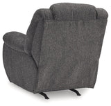 Foreside Charcoal Performance Fabric Manual Rocker Recliner by Ashley at Eve Furniture
