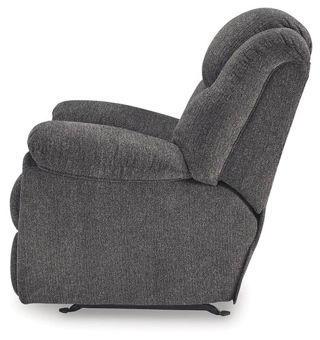 Foreside Charcoal Performance Fabric Manual Rocker Recliner by Ashley at Eve Furniture