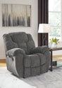 Foreside Charcoal Performance Fabric Manual Rocker Recliner by Ashley at Eve Furniture