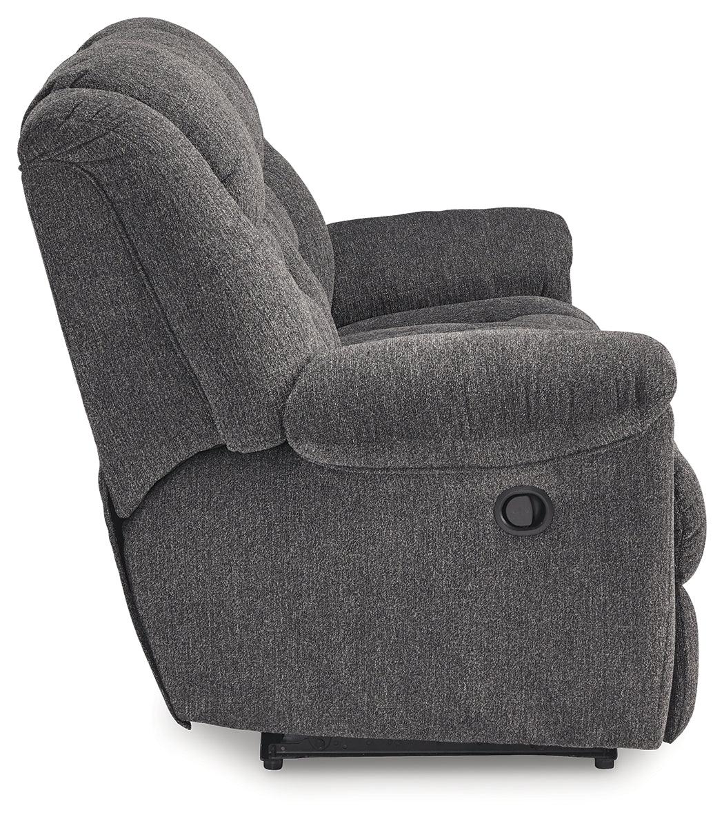 Foreside Charcoal Performance Fabric Manual Sofa by Ashley at Eve Furniture