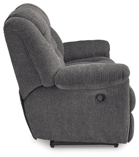 Foreside Charcoal Performance Fabric Manual Sofa by Ashley at Eve Furniture