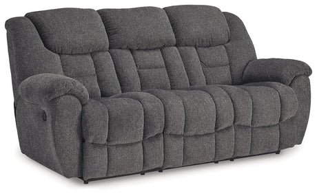 Foreside Charcoal Performance Fabric Manual Sofa by Ashley at Eve Furniture