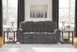 Foreside Charcoal Performance Fabric Manual Sofa by Ashley at Eve Furniture