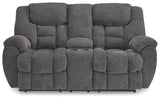 Foreside Charcoal Reclining Loveseat with Console