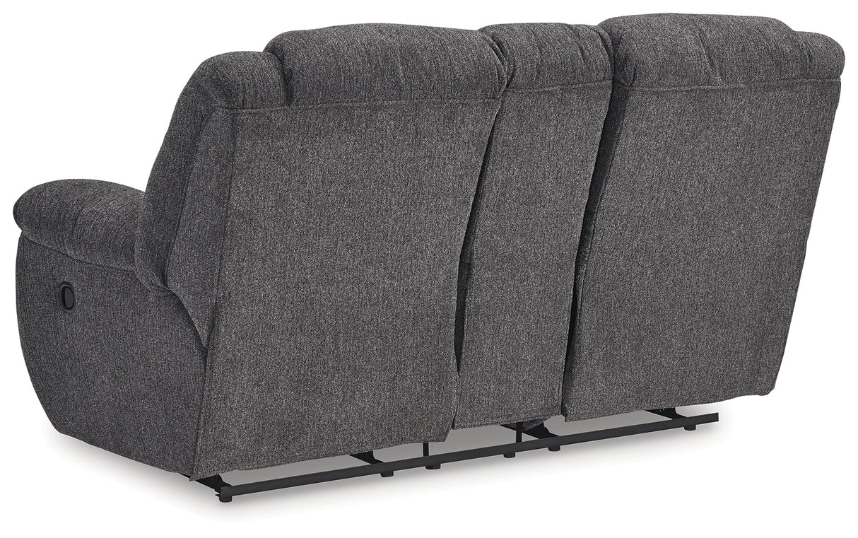 Foreside Charcoal Reclining Loveseat with Console