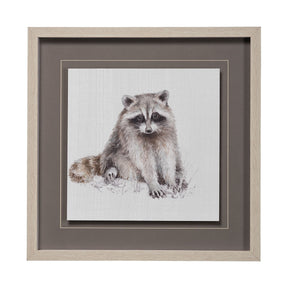 Forest Friends X (Racoon) by Lisa Audit Hand Embellished Textured Framed Art Print Matted under Glas by Mercana at Eve Furniture
