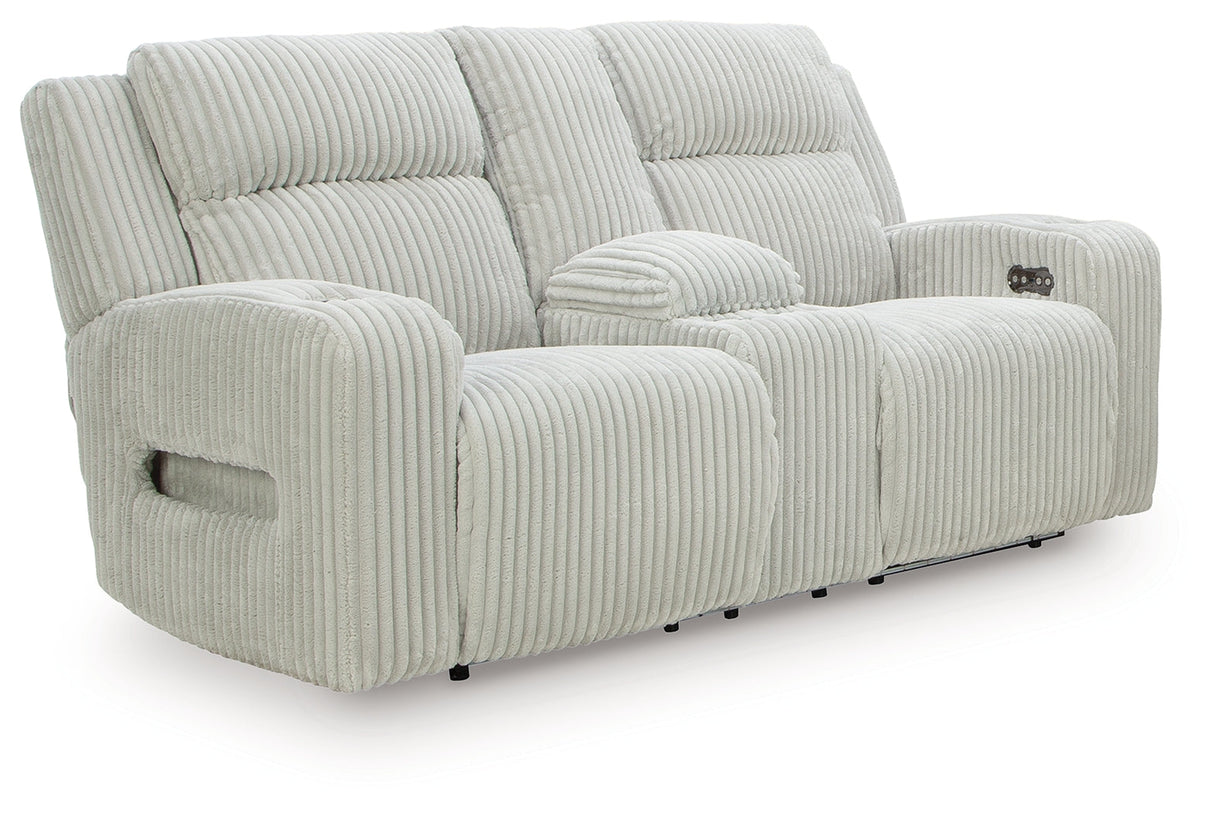 Forest Lake Alloy Power Reclining Loveseat with Console by Ashley at Eve Furniture