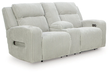 Forest Lake Alloy Power Reclining Loveseat with Console by Ashley at Eve Furniture